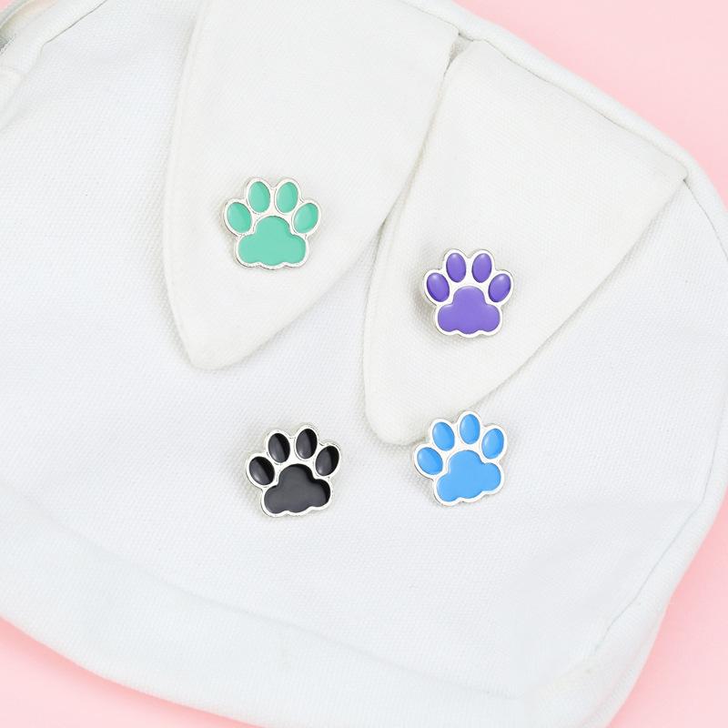 Animal Muticolor Cat Dog Paw Enamel Pin Brooch Cartoons Badge For Bags Jeans Hoodies Denim Lapel Pin Jewelry Kids Best Gift