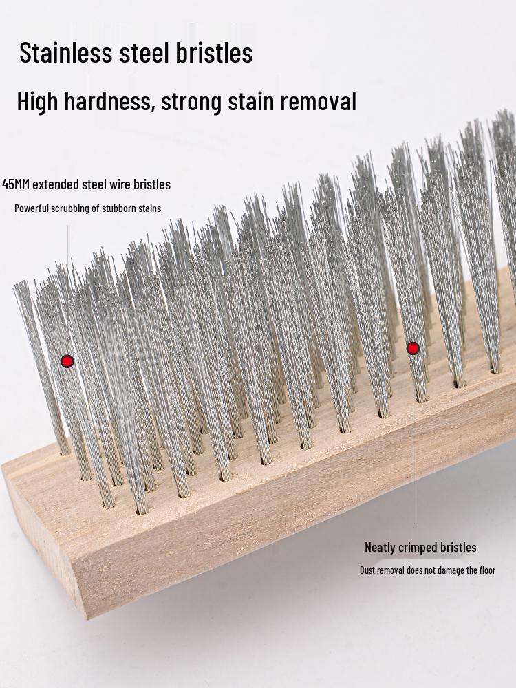 Long-Handled Stainless Steel Wire Brush for Household Floor and Toilet Cleaning
