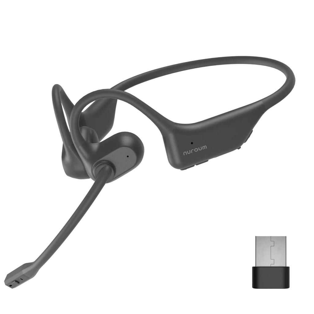 Nuroum OpenEar Pro2 Wireless Open-Ear Earphones, Business Model, with Microphone, USB Adapter Included, Ultra-Lightweight, Noise-Canceling, Wireless,