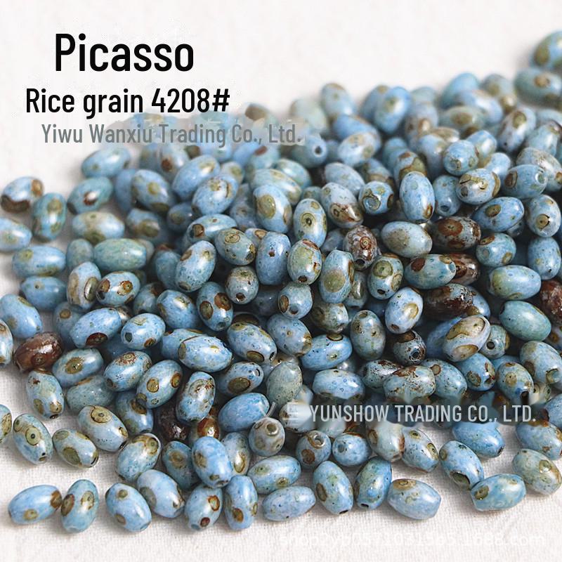 Picasso 4x6mm Oval Rice Beads for DIY Bracelets & Necklaces