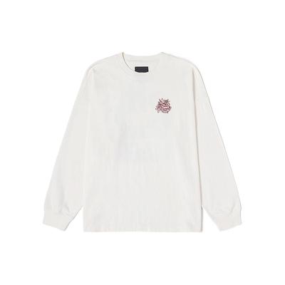 Vans Camiseta Unisex de Manga Larga Suelta con Cuello Redondo y Estampado de Letras Blanco Crudo VN000GP8FS8