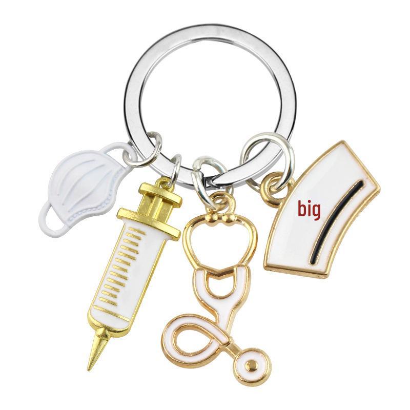 Nurse & Doctor Medical Keychain Set - Syringe & Stethoscope Charms for Healthcare & Rescue Personnel белый