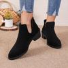 fashion Women's Autumn PU Ankle Boots Low Heel Comfortable Solid Color Casual Zipper Solid Color Women's Short Boots Large 35-43