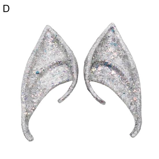 1Pair Elf Ears High Simulation Flexible Pointed Tip Luminous Glitter Cosplay Props Latex Halloween Costume Party Fairy Ears for Festival