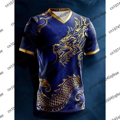 24/25 Nueva Moda Estampado de Dragón Edición Especial Camiseta de Fútbol para Hombre y Mujer Manga Corta Holgada Transpirable Camiseta de Fútbol para Niño