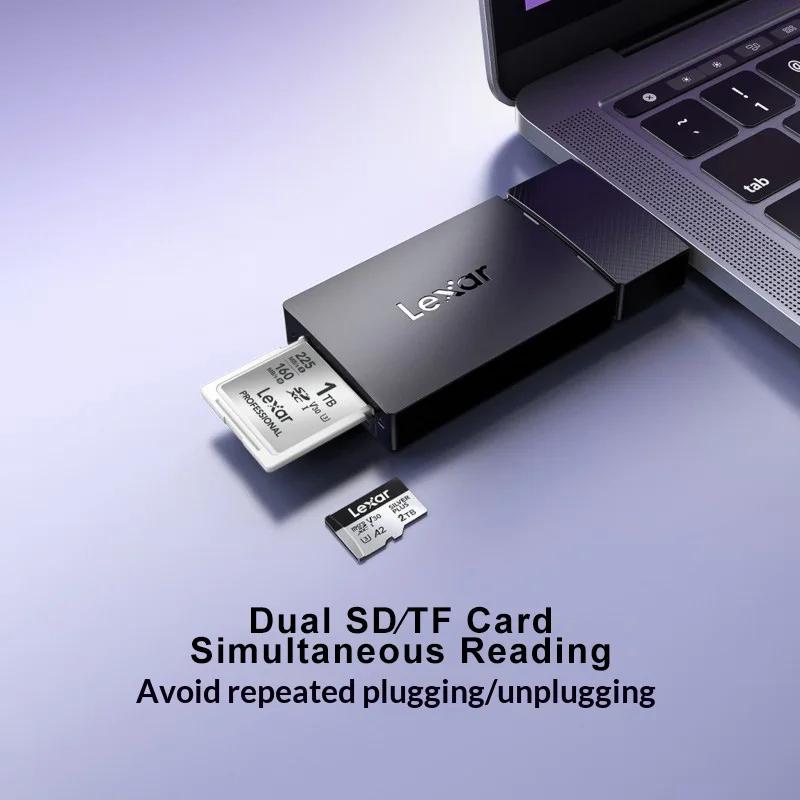 Lexar Dual Slot MicroSD/SD Card Reader Type-A and Type-C,USB 3.2 Gen 1, up to 255MB/s Read, Compatible with Phone Laptop, Desktop