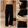 YUN Women's Black High-End Straight-Leg Pants - Petite, Drape, Casual & Comfortable for Autumn/Winter.