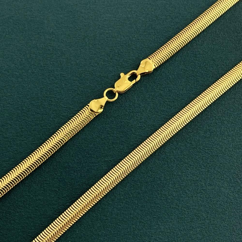 6MM Snake Bone Flat Necklace Women's 24K Gold AU999 - Versatile Snake Bone Chain, Ideal for Matching Pendants