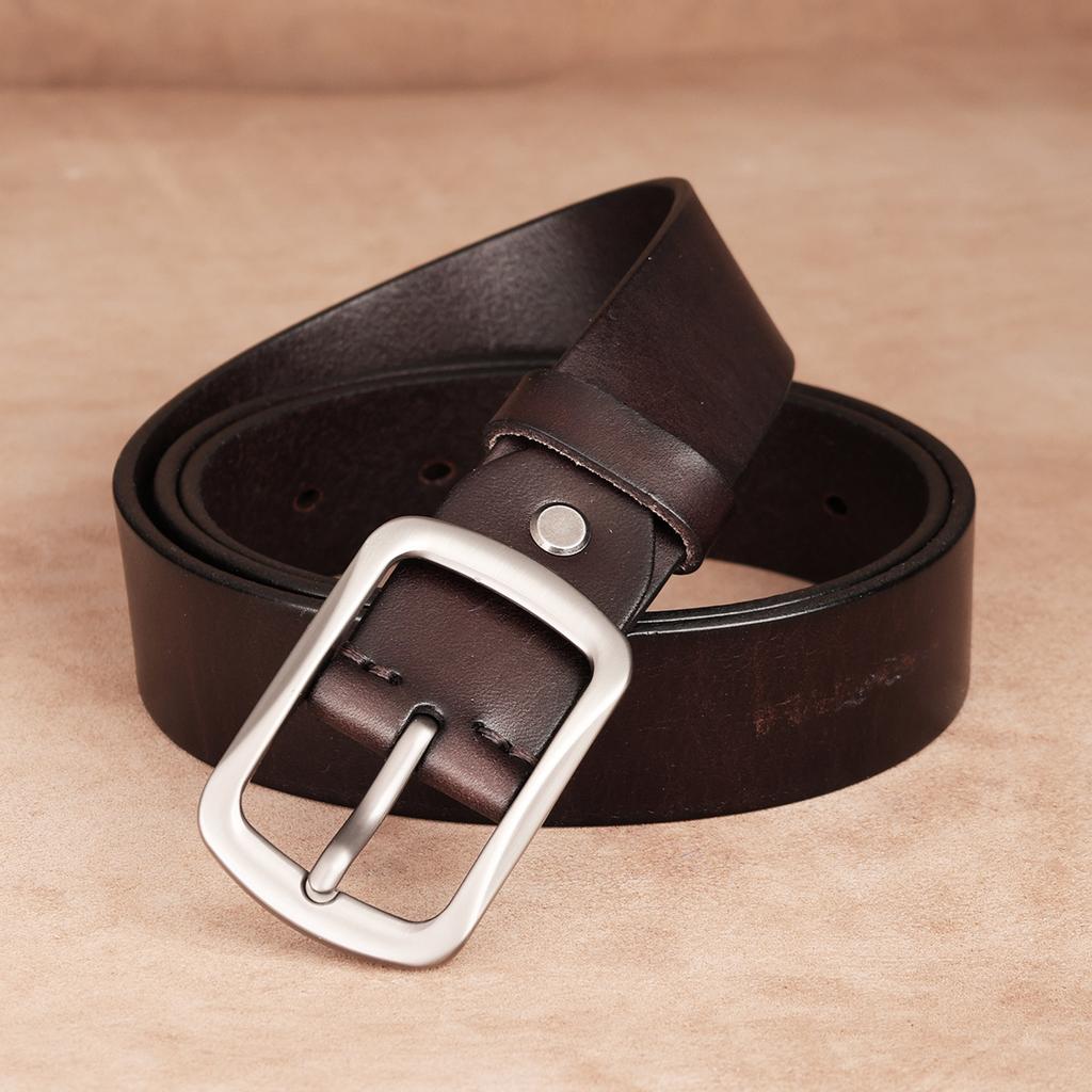 Belt First Layer Cowhide Genuine Leather Tree Paste Leather Pin Buckle Retro Belt Middle-Aged And Young Men'S Belt