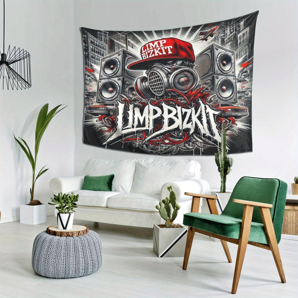 Limp Bizkit Urban Art Tapestry  Celebrating Rock Band with Bold Graffiti Design Perfect for Bedroom and Living Room Decoration