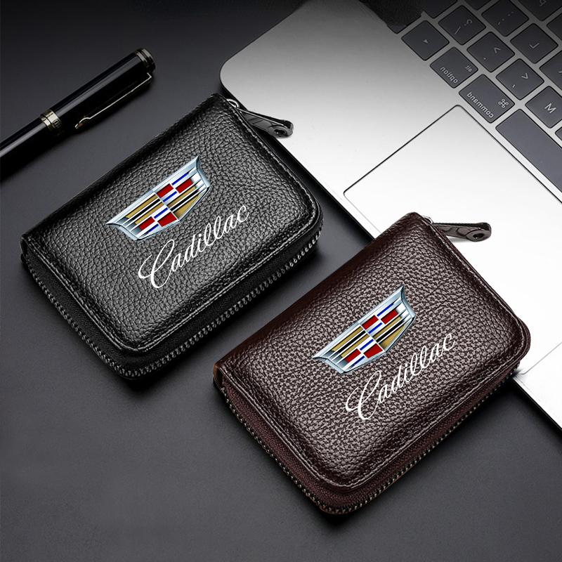 Leather Men Car Driver's License, ID Card, Bank Card Wallet Car Styli For Cadillac CT4 CT5 CT6 ATS XTS JG7