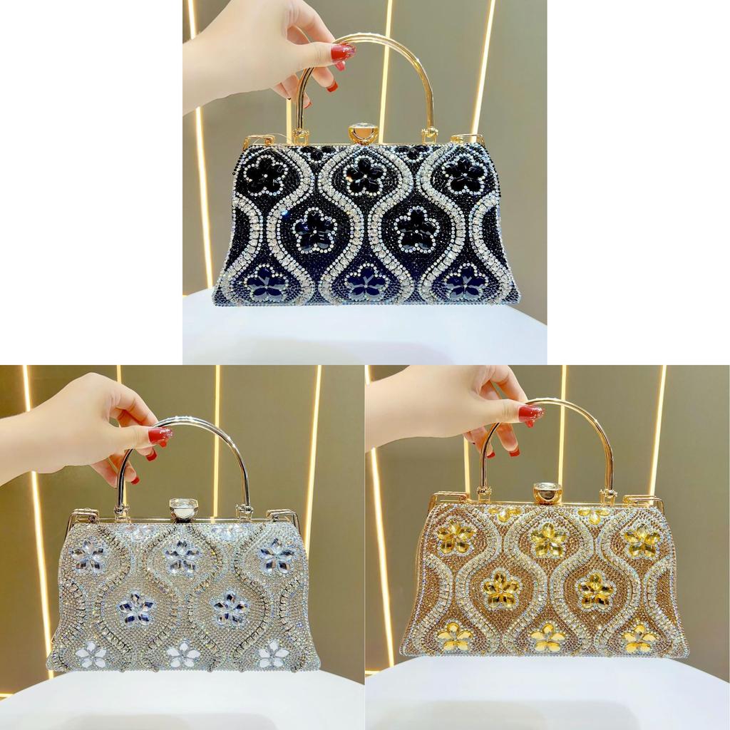 Damen Abendtasche mit großer Kapazität, mit Kette und Diamantakzenten für Ausgehen und formelle Anlässe