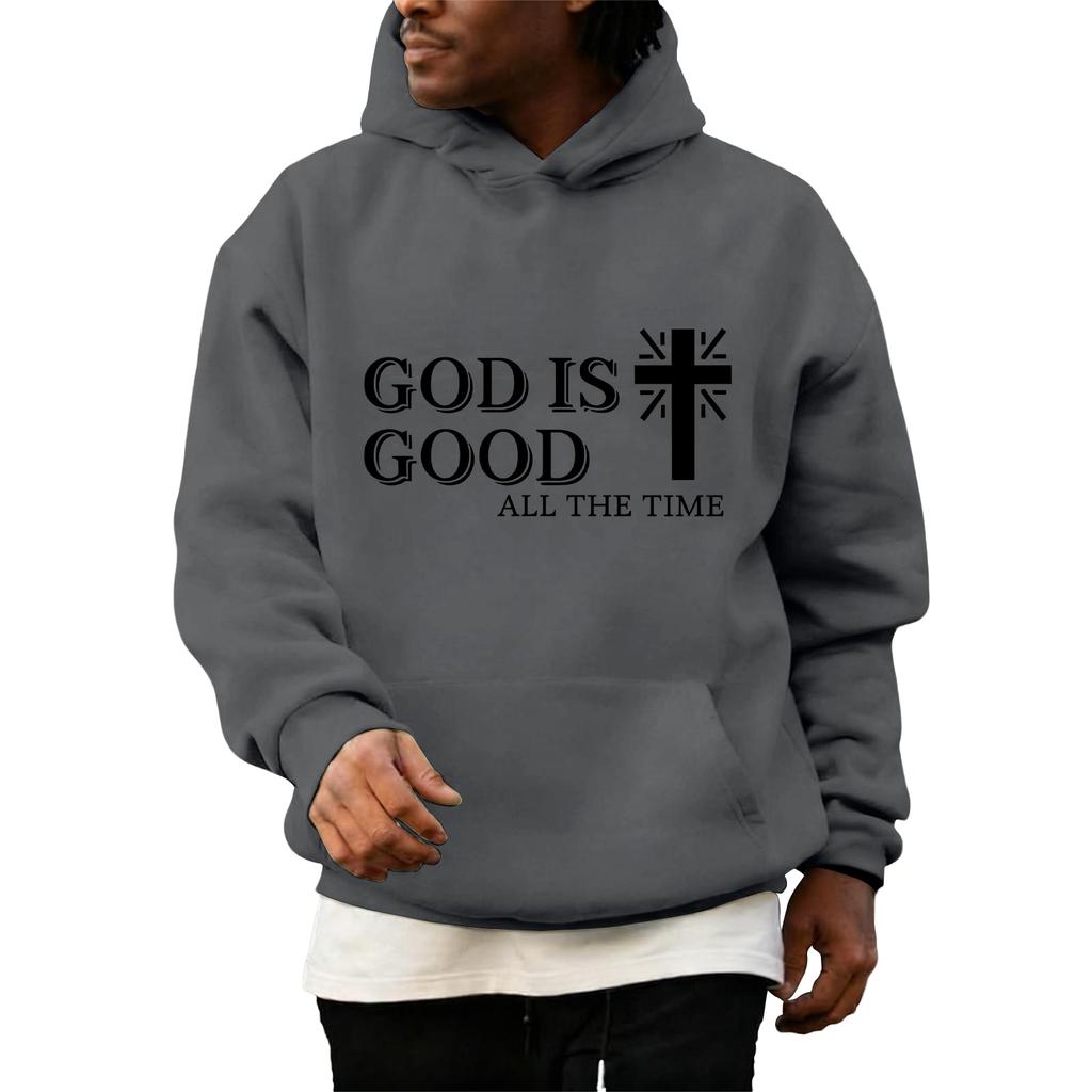 Sweatshirts For Men Christ Cross Pullover Hoodie Inspirational Graphic Long Sleeve Sweatshirt