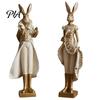 Langlebige Harz-Handwerkskunst für den Innenbereich, Vintage Mr & Mrs Kaninchenfigurine, Kleider-Hasen-Statuen, Bauernhaus-Skurrile Kunst, Heimdekoration, Landhaus
