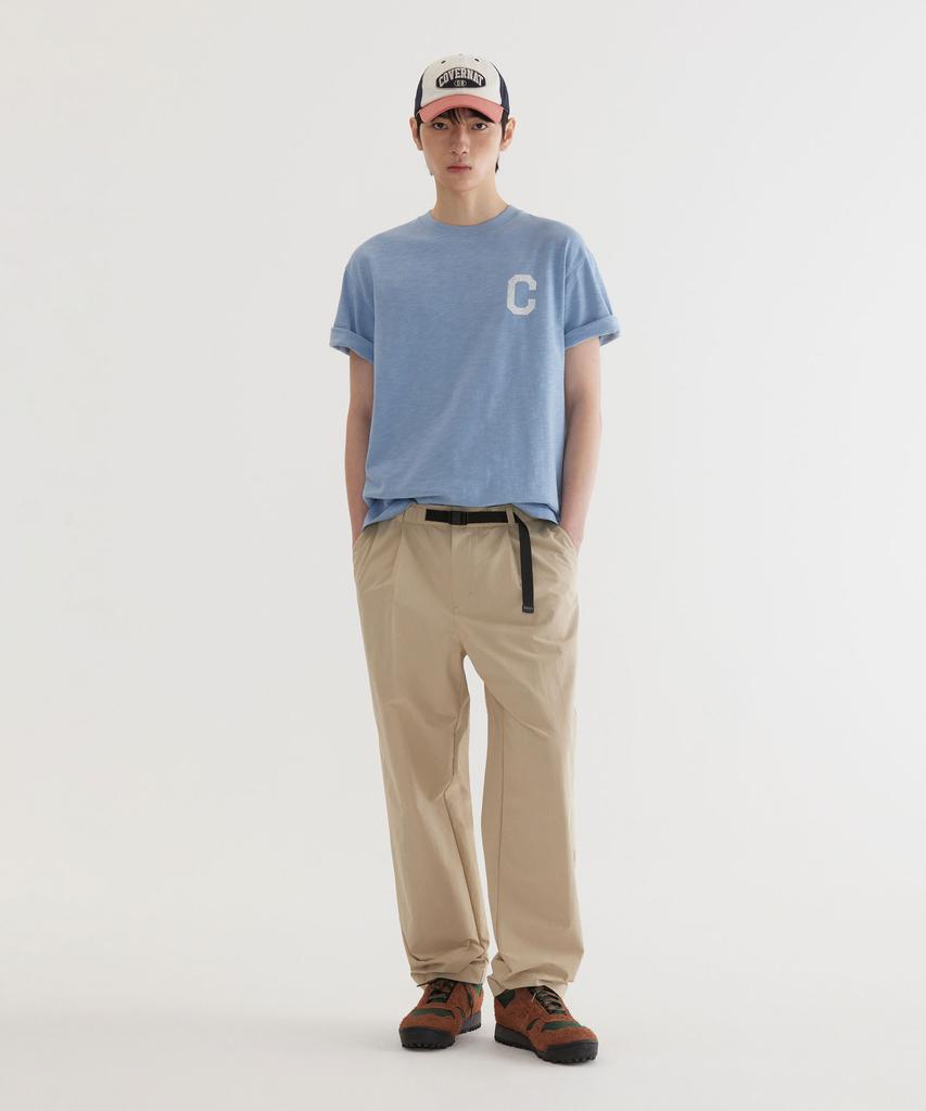 COVERNAT Slub Crack C Logo T-Shirt Blue