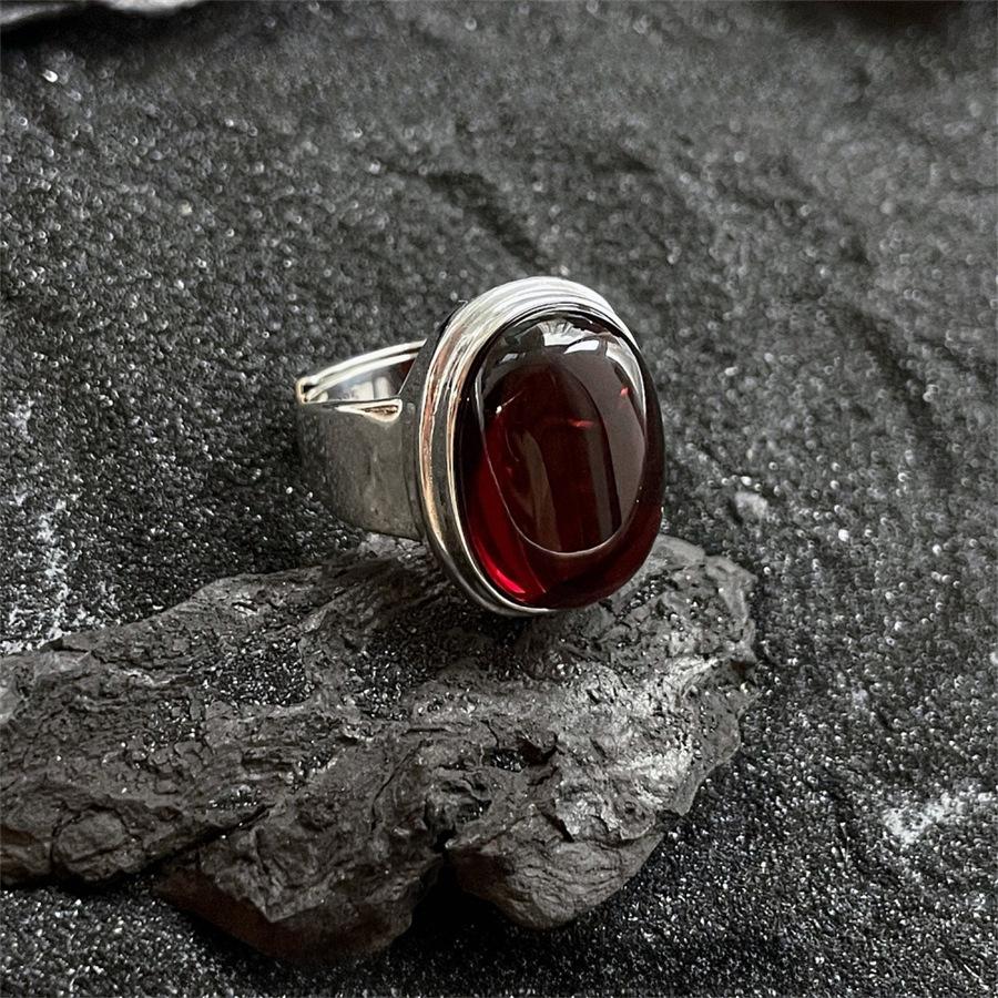S серебряный ретро кольцо с поверхностью в виде яйца рубиновое кольцо кольцо световое индексный палец кольцо модное