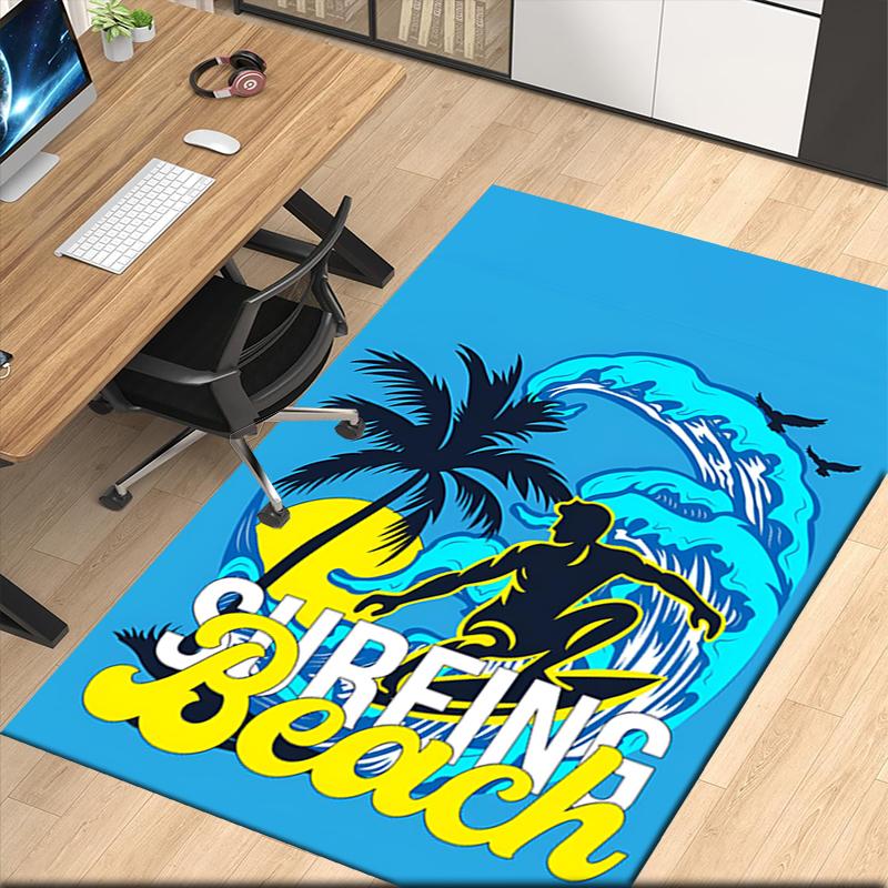 surf Printed Carpet, for Office Chair Living Room Bedroom Kitchen Room Decor Gifts.