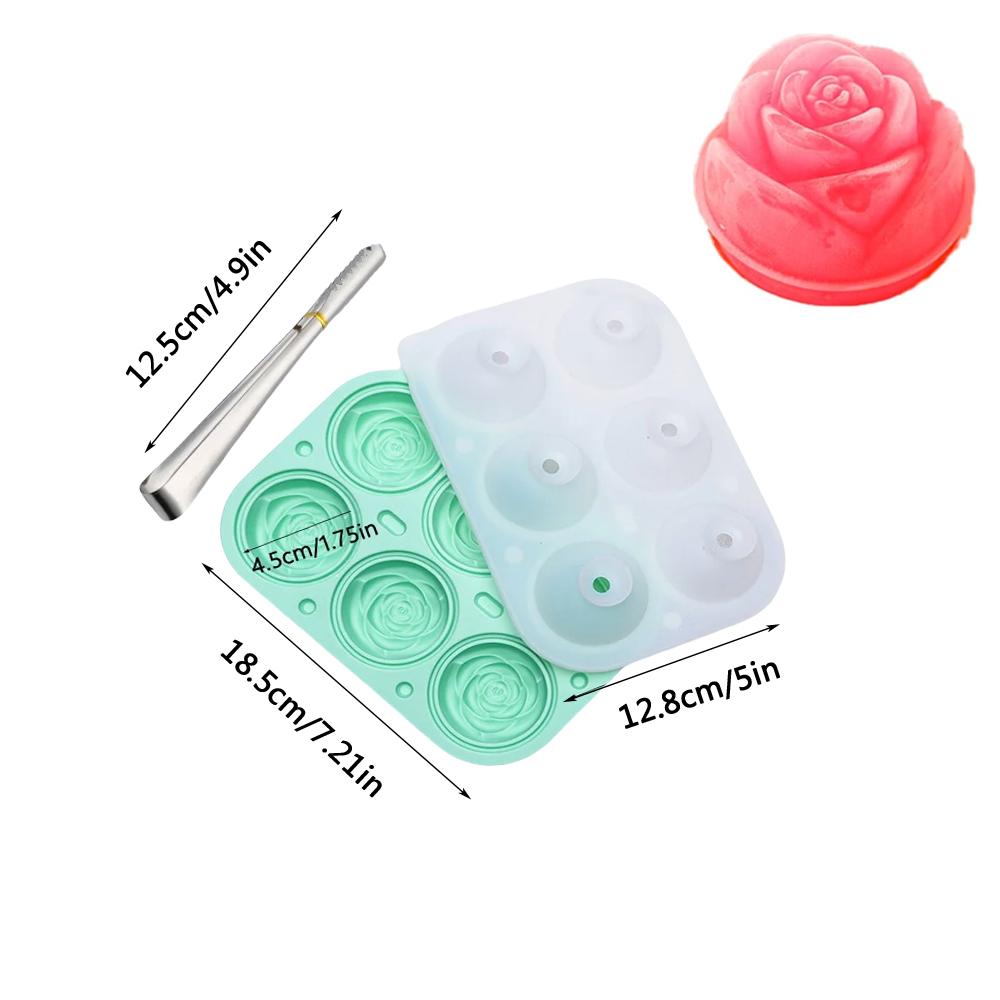 Silicone Rose Ice Cube Mold 3D Flower Shape Ice Cube Tray with Lid Ice Ball Maker for Cocktails Juice Whiskey Kitchen Gadget