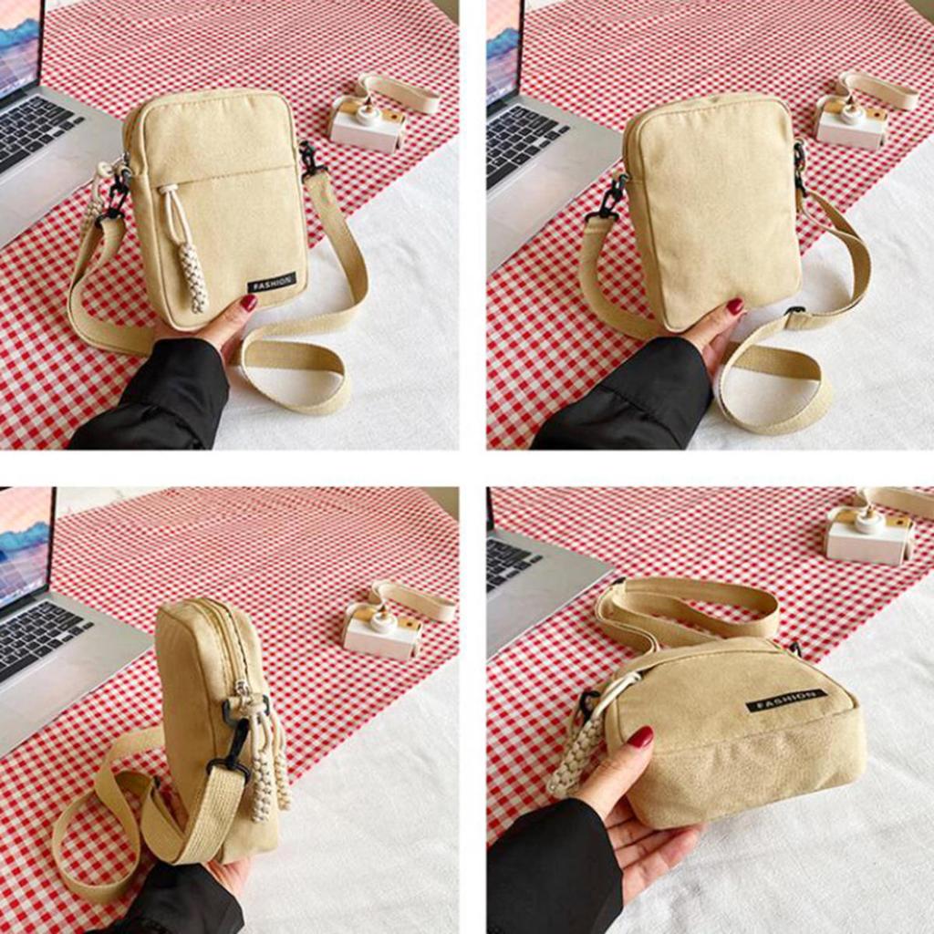 Mini Canvas Crossbody Pouch Fashion Lightweight Vertical Shoulder Bag for Women Versatile Everyday Small Square Bag
