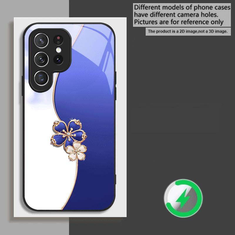 Lucky Four-leaf Clover For Samsung Galaxy S20 FE S21 22 23 Plus S24 Ultra S25 Edge S24Ultra 22Plus For Magsafe Glass Phone Casee