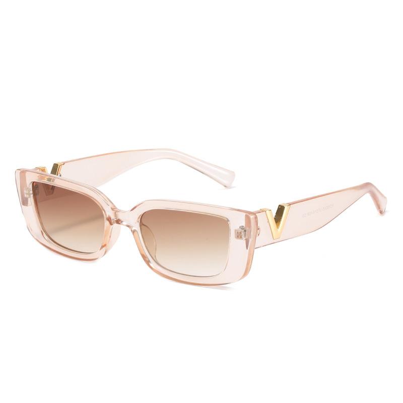 New Sunglasses Metal V Square Fashion Sunglasses Lady Retro Street Po Candy Colored Glasses Ins