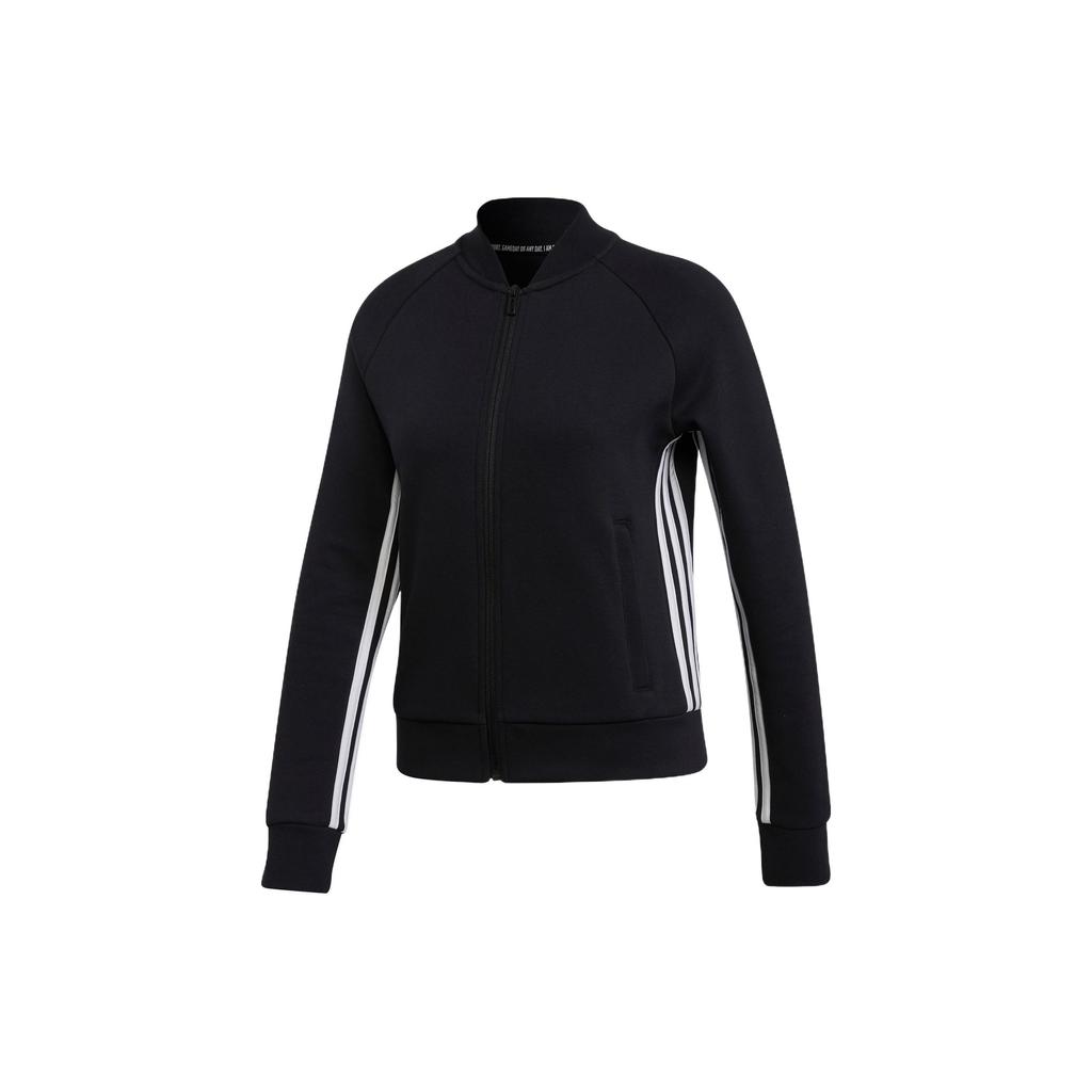 Adidas W Mh 3S Dk Jkt Striped Detail Logo Vintage Sports Stand Collar Printed Zip Jacket Women Jackets Black DX7971