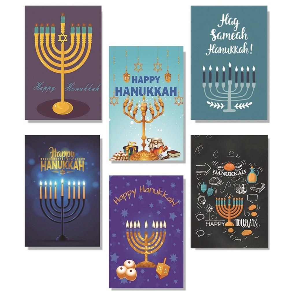 30Pcs Candle Candlestick Hanukkah Greeting Card with Envelopes Jewish Holiday for Men Women Jewish Invitation Notecard