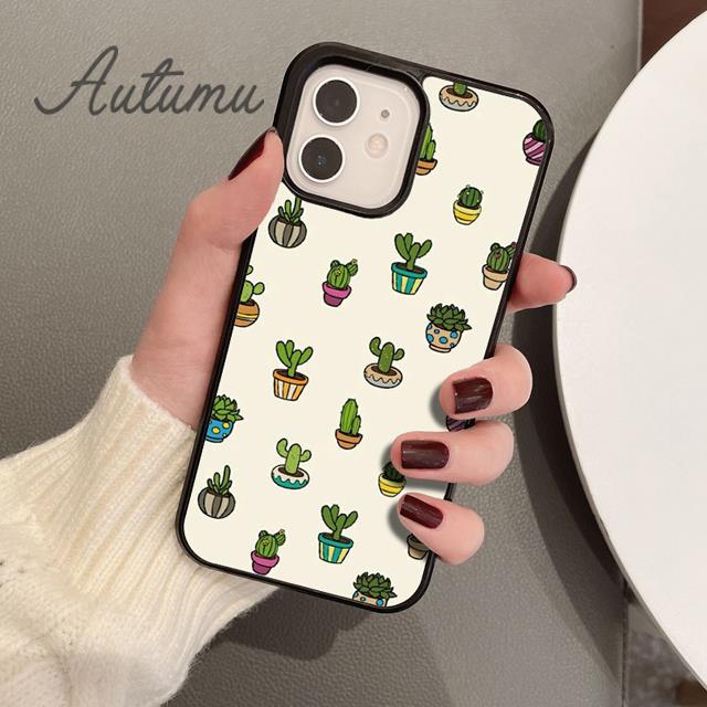 Cutie Cacti Phone Case for iPhone 11 12 13 14 Pro Max Mini X XR XS SE 2020 5 6S 7 8 Plus Samsung Galaxy S21 S22 Cover Shell
