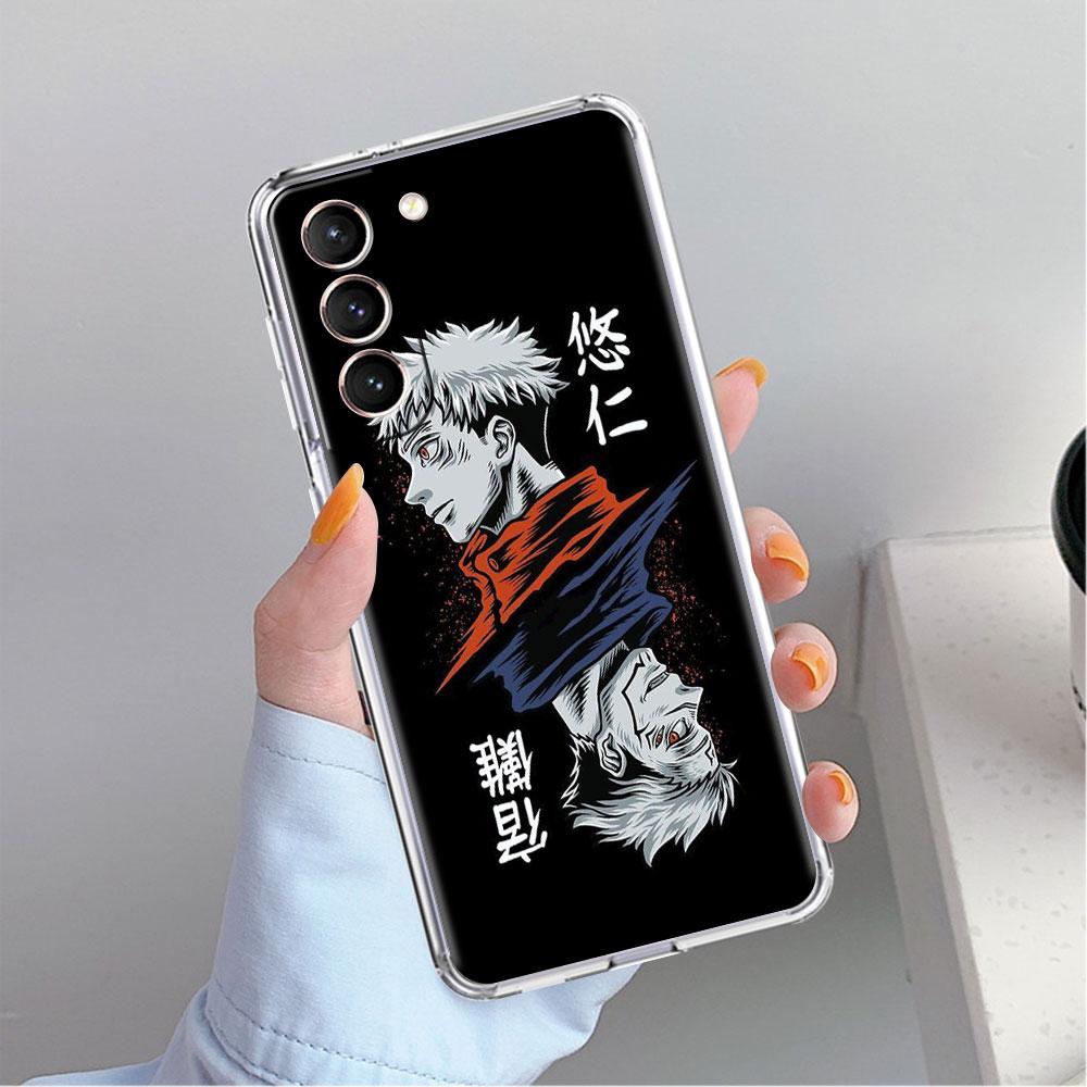 Niedliche Jujutsu Kaisen Anime Klare Hülle für Samsung Galaxy S22 S20 FE S21 S10 S9 Plus Note 20 Ultra 10 Lite Transparente Handyhülle