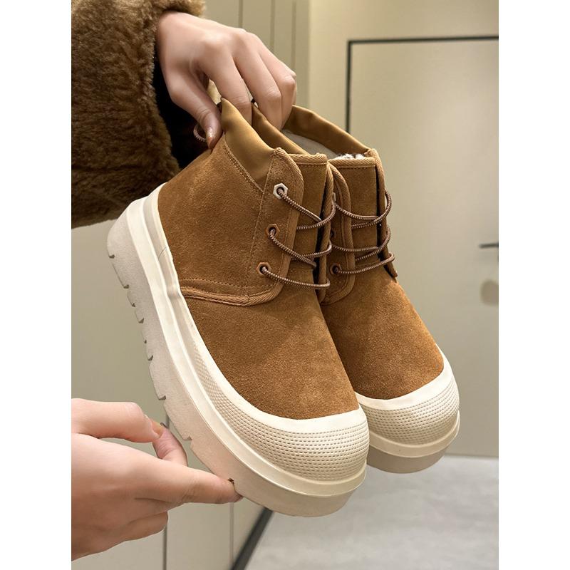 Wang Yi Bonum Snow Boots Women's Winter New Casual Platform Martin Boots Fleece Thickened Cotton Shoes
