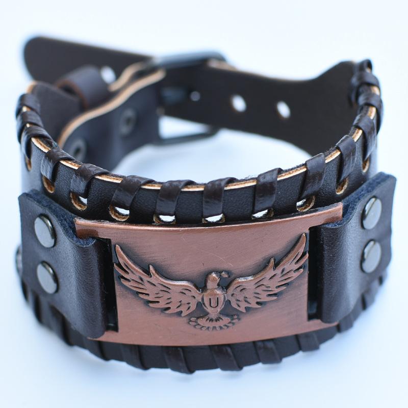 

Mens Viking Leather Bracelet Wolf Head Bear Claw Bagua Tree Of Life Totem Handmade Adjustable