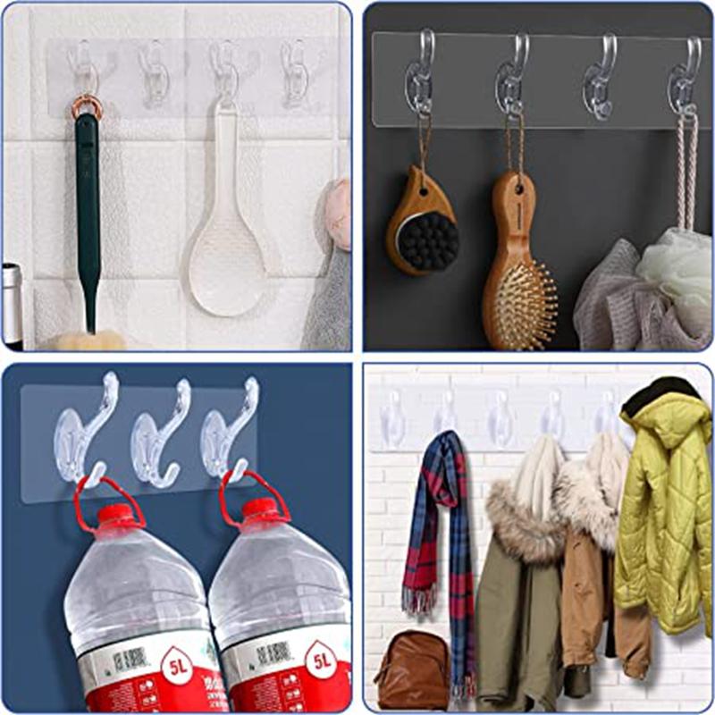 Hook Transparent Bathroom Wall Hanging Home Finishing Storage Tool Punch-free Continuous Row of Hooks Strong and Seamless Door Hanger