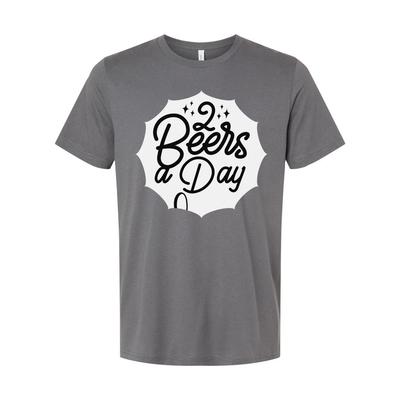 Zwei Bier am Tag Grafik Unisex Kurzarm T-Shirt für Männer und Frauen Freizeitkleidung