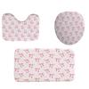 Pink Bow Shower Curtain Polyester Waterproof Fashion 1pc/3pcs/4pcs Bathroom Floor Mat Toilet Set Bath Accessories Mildew Proof