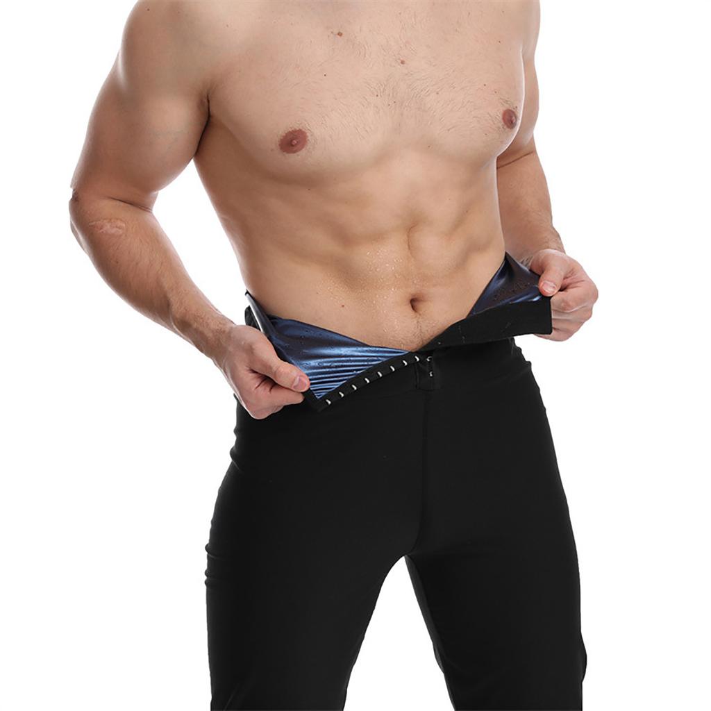 Men's High Waist Sauna Sweat Leggings Compression Pants with Waist Trainer Slimming Fitness Body Shaper Leggings
