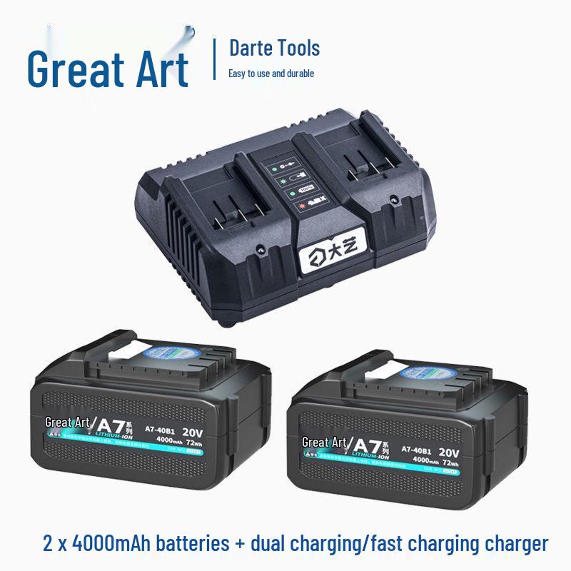 Universal Charger for Electric Tools with Dual Port: Fits Lithium Battery Angle Grinder, One-Handed Saw, and Hammer