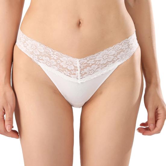 Cotton Lace Thongs for Women Sexy Seamless Low Waist Panties Ladies Breathable No Show Stretch Underwear