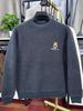Men's Anti-Pilling Sweater with Fleece, Half-High Collar, New Embroidery, and Warm Knit Base Layer