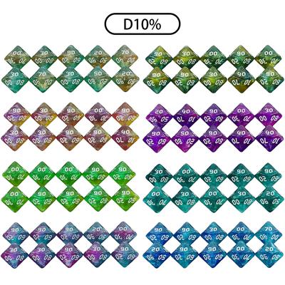 10 ADET Çok Yüzlü Zar D10(00-90) DND Dice Seti DNDGame RPG Masa Oyunu Aksesuarları Hobiler Tatil Hediyesi