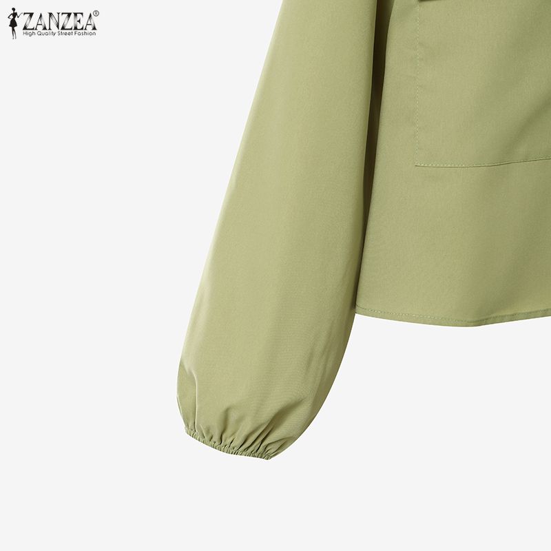 ZANZEA Women Two Piece Outfit Solid Color Button Down Long Sleeve Shirt and A Line Midi Skirt Sets