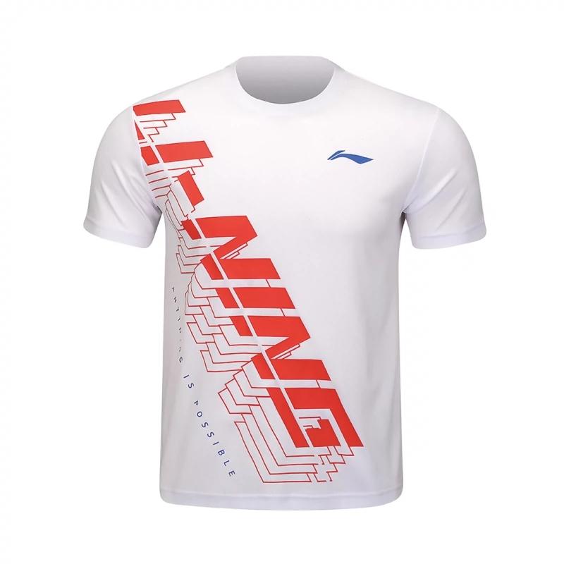 

Li Ning Letter Футболка с круглым вырезом, дышащая, универсальная, повседневная, спортивная, с коротким рукавом, унисекс AHSU457-2 3XL