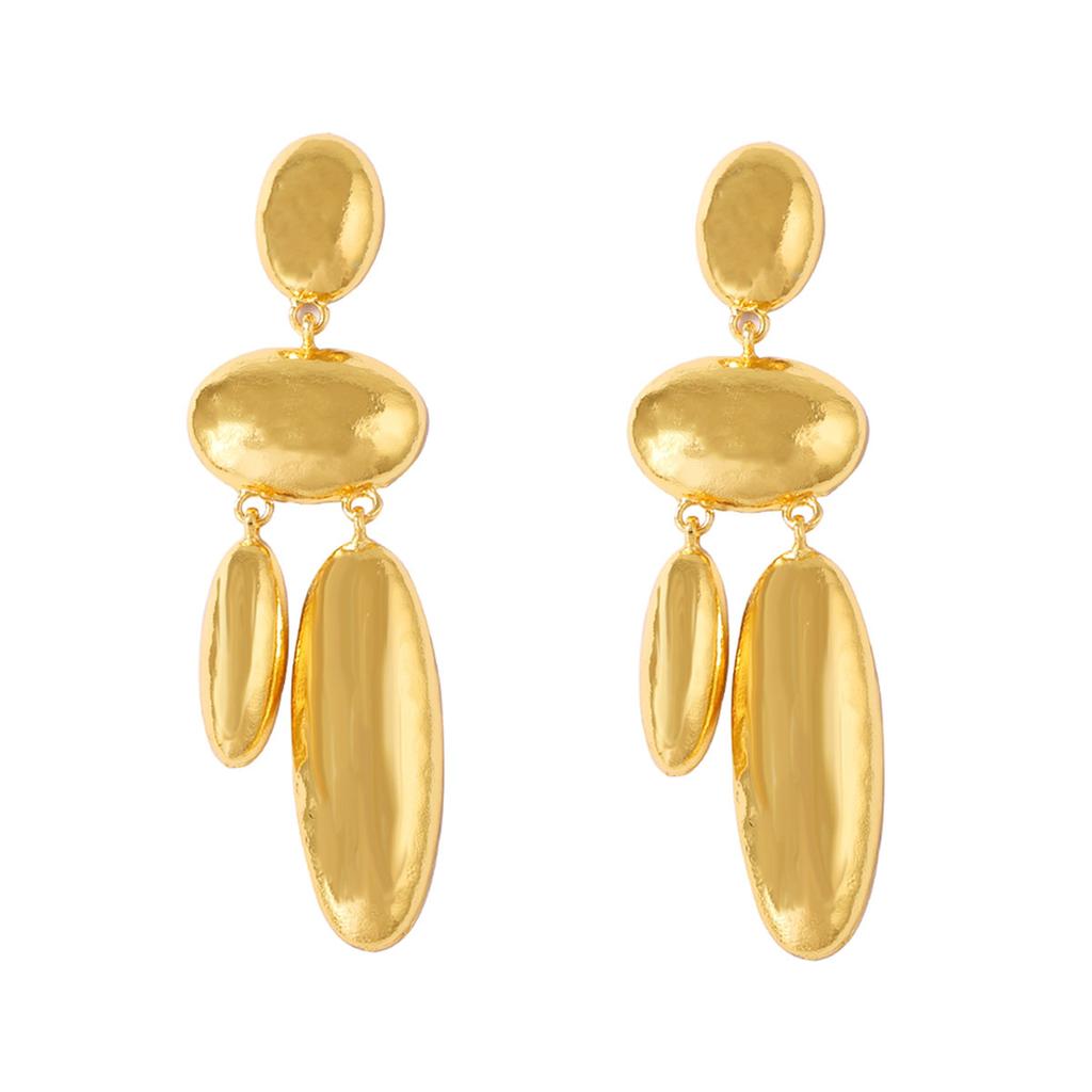 Exaggerated Light Luxury Metal Geometric Earrings for Women Oval Pendant Eardrop Retro Punk Classic Jewelry Gifts
