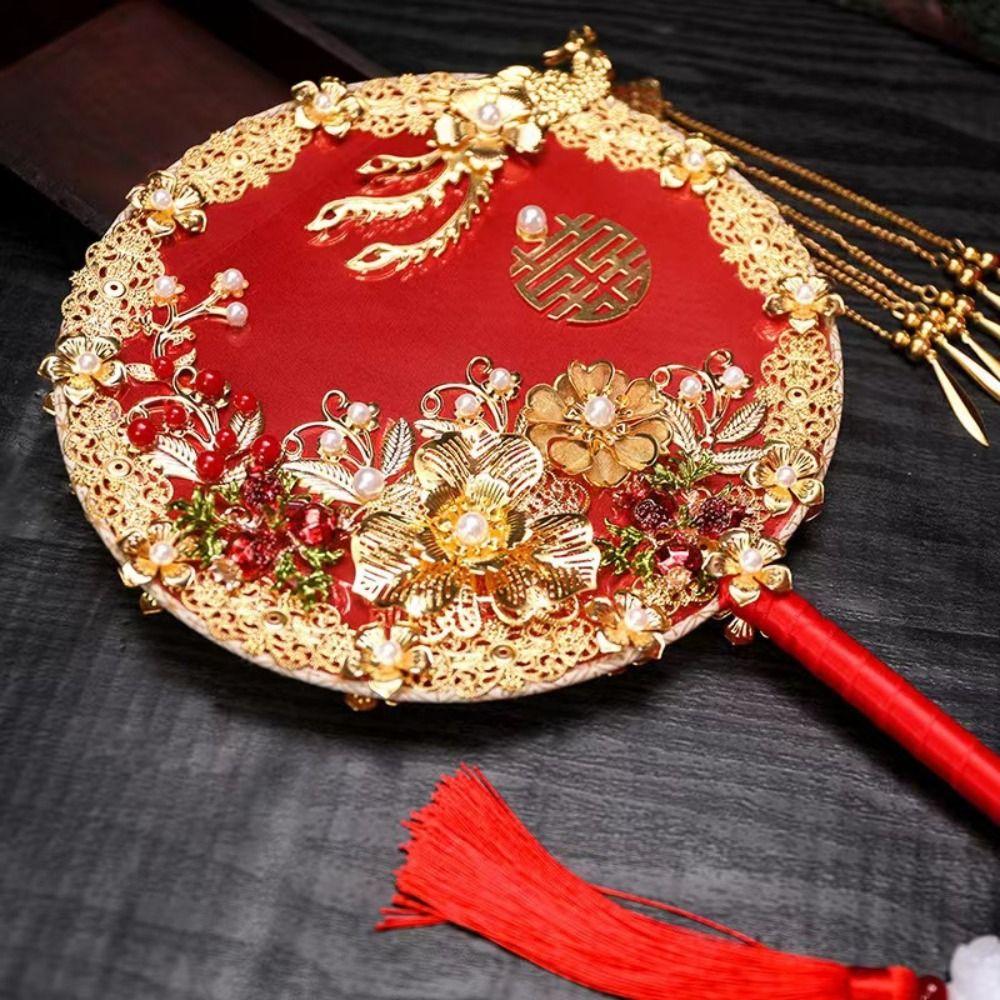Pendant Ancient Style Chinese Wedding Hand Bouquets Embroidery Fan Chinese Fan Bridal Group Fan