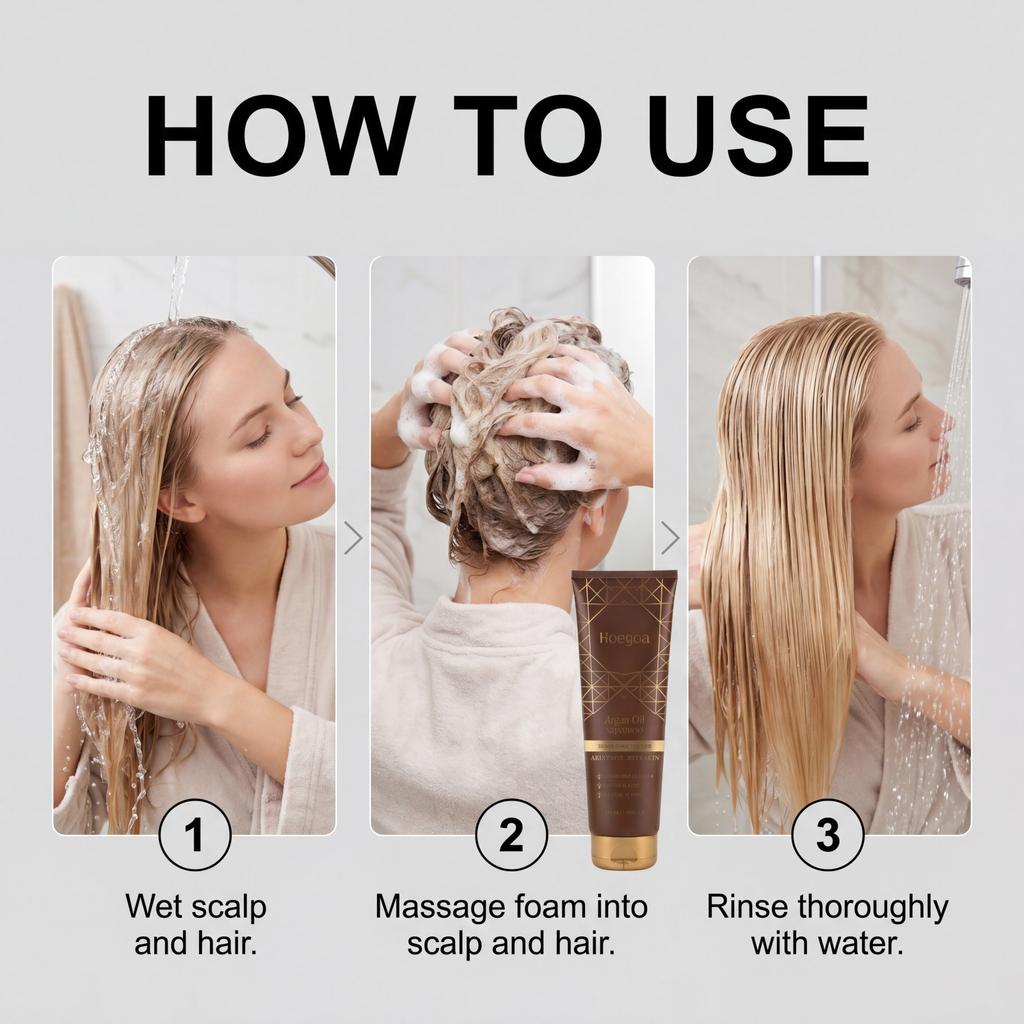 HOEGOA Argan Oil Shampoo Smooth Hair Care Nourishing, Rich, Smooth Hair Mild Moisturizing Shampoo