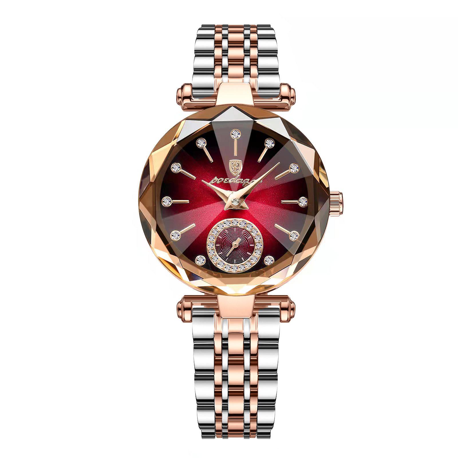 

POEDAGAR Elegant Luxury Women s Quartz Watches Waterproof Stainless Steel Watch Casual Fashion Ladies Wristwatch золотий/червоний