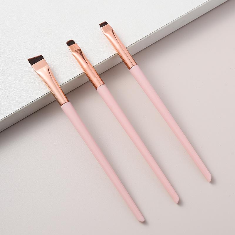 3-Piece Ultra-Thin Eye Makeup Brush Set: Blade Liner, Under-eye Shadow, and Slanted Eyebrow Brushes