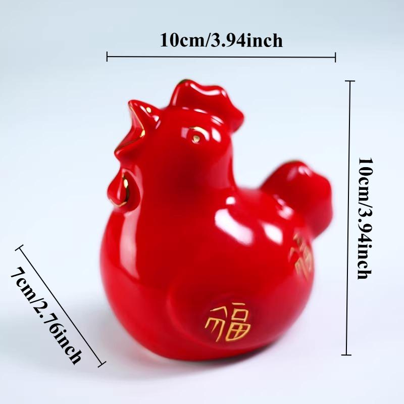 1pc Ceramic Zodiac Rooster Mascot White/Red Rooster Ornament Home Decoration Desktop Animal Ornaments Ceramic Craft Animal