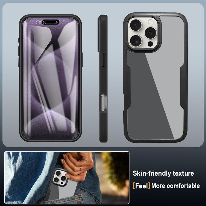 360 Full Body Screen Protector Transparent Case For Iphone 16E 16 15 14 13 12 11 Pro XR XS Max Plus Shockproof Phone Cover