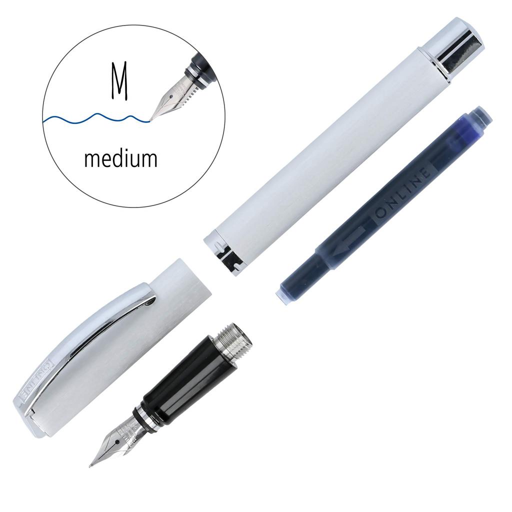 ONLINE Vision Profile Fountain Medium Officially Imported Pen, Nib, White, 36767,