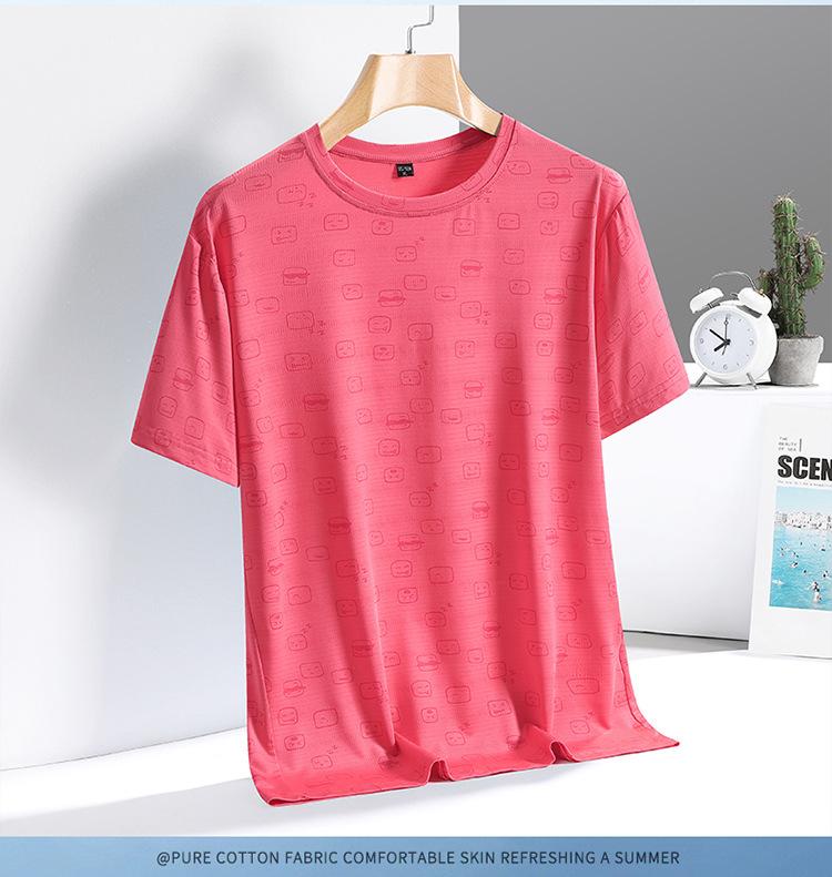 Summer Ice Sensation Cooling Elastic Ice Silk Short Sleeved Casual Versatile T-shirt for Men, Cool Sensation Anti Wrinkle and Antibacterial